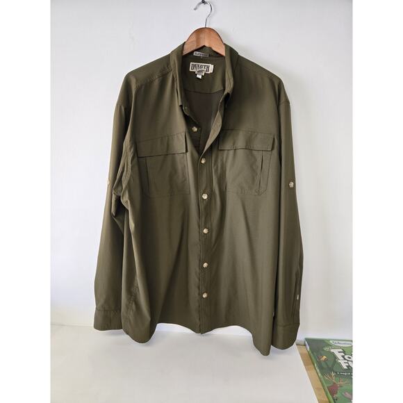 Duluth Trading Mens 2XL Vent Green Untucked Standard Fit Button Up Outdoor Fish - Picture 1 of 5